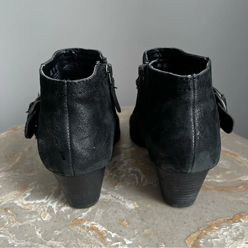 Franco Sarto Women’s 8 Gabriella Black Ankle Booties Boots Buckle
